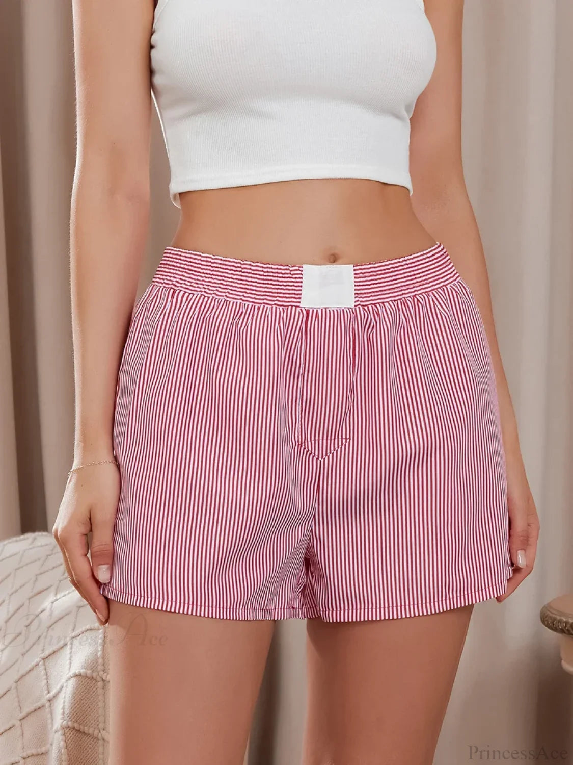 Striped Loose Wide Leg Lounge Short short-250223