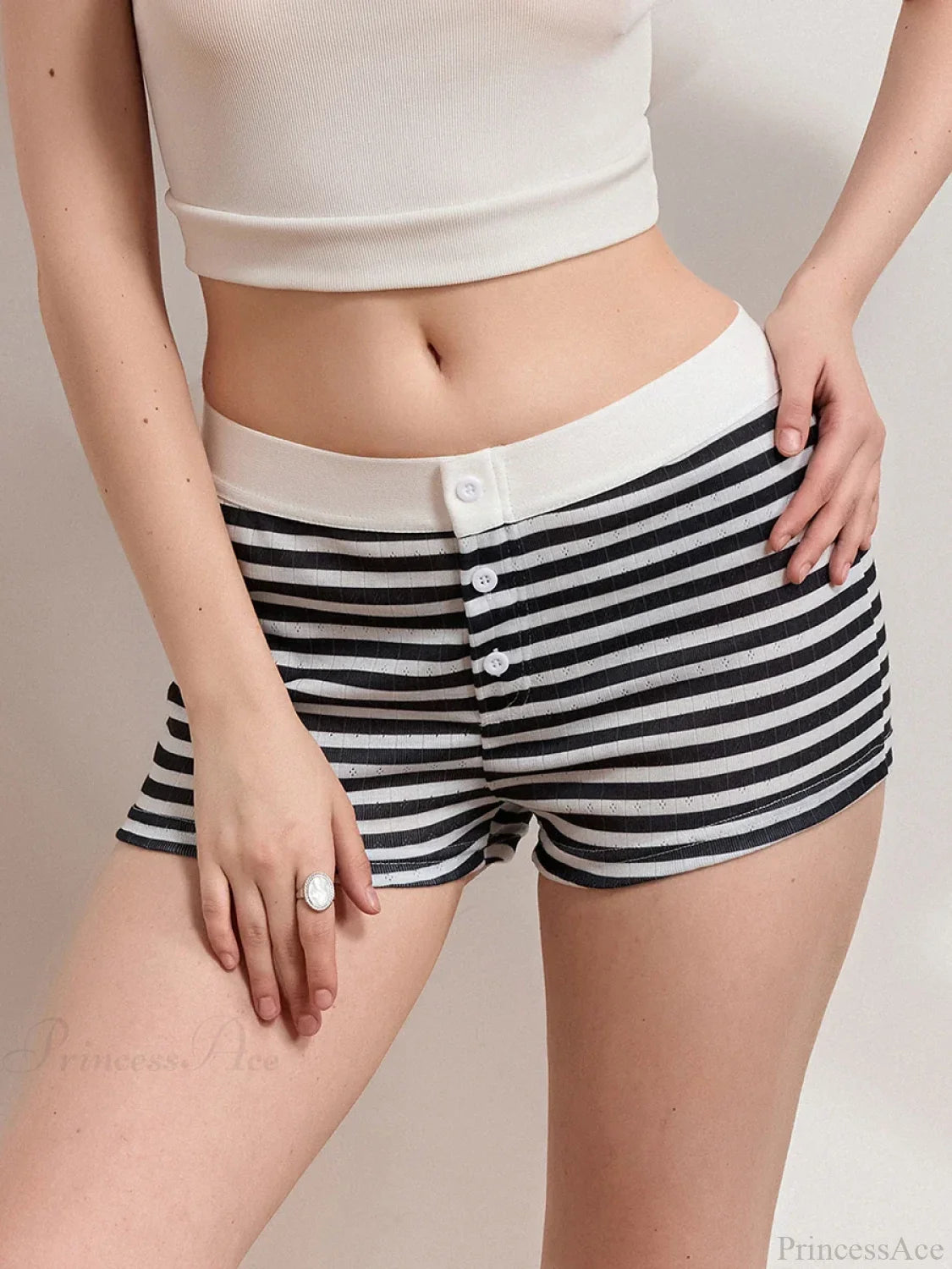 Striped Low Rise Pajama Short short-250223