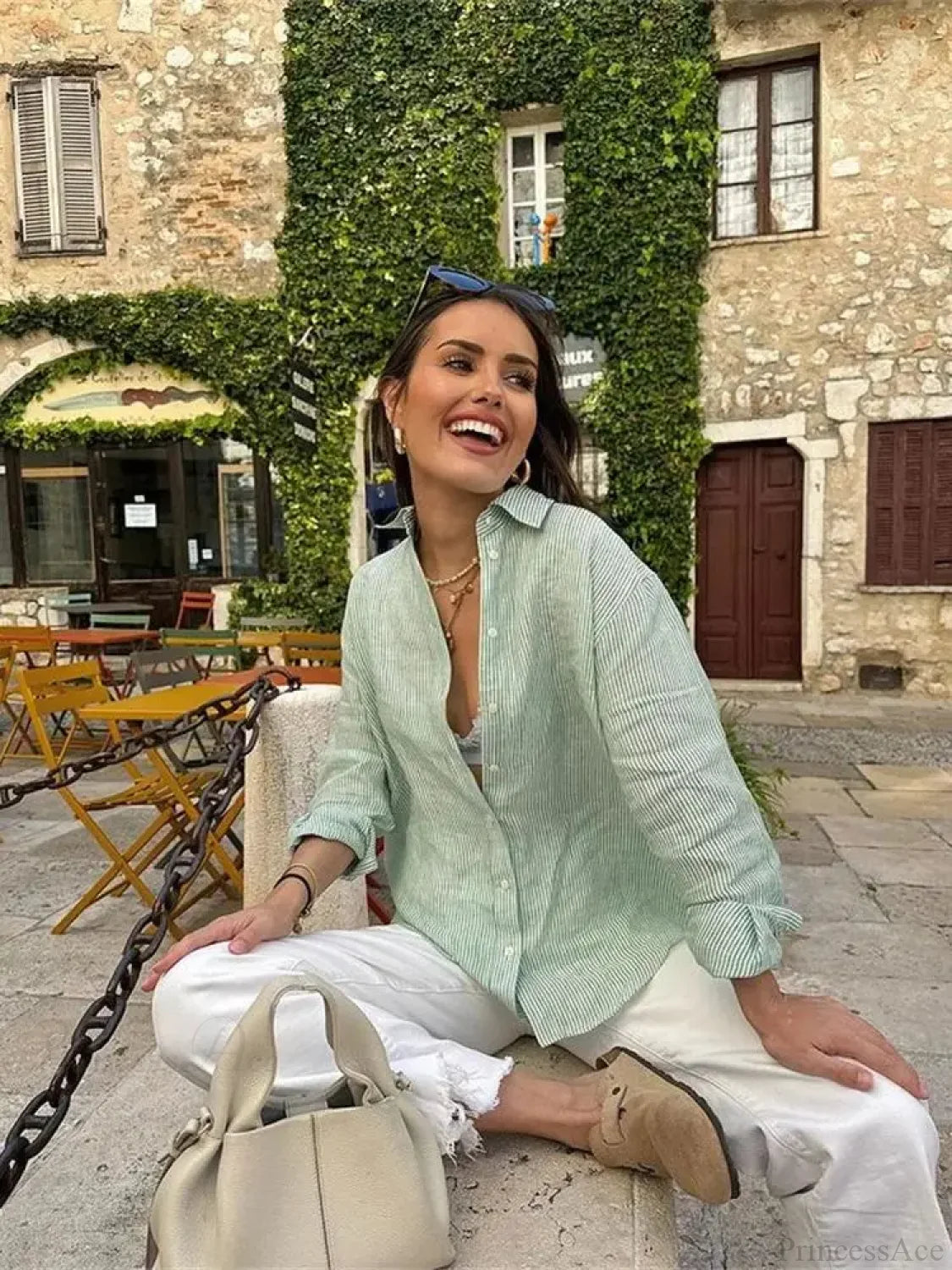 Striped Office Casual Blouse blouse-250223