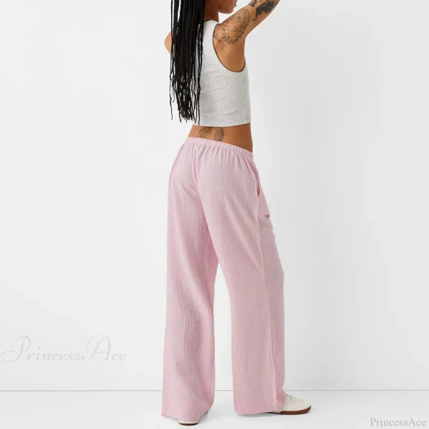 Striped Pajama Casual Elastic Waist Pant pant-250223