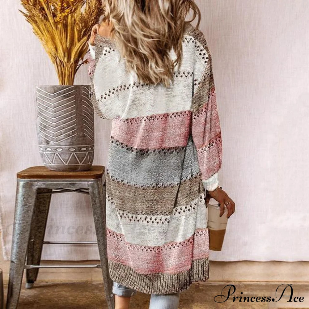 Striped Patchwork Cardigan Coats