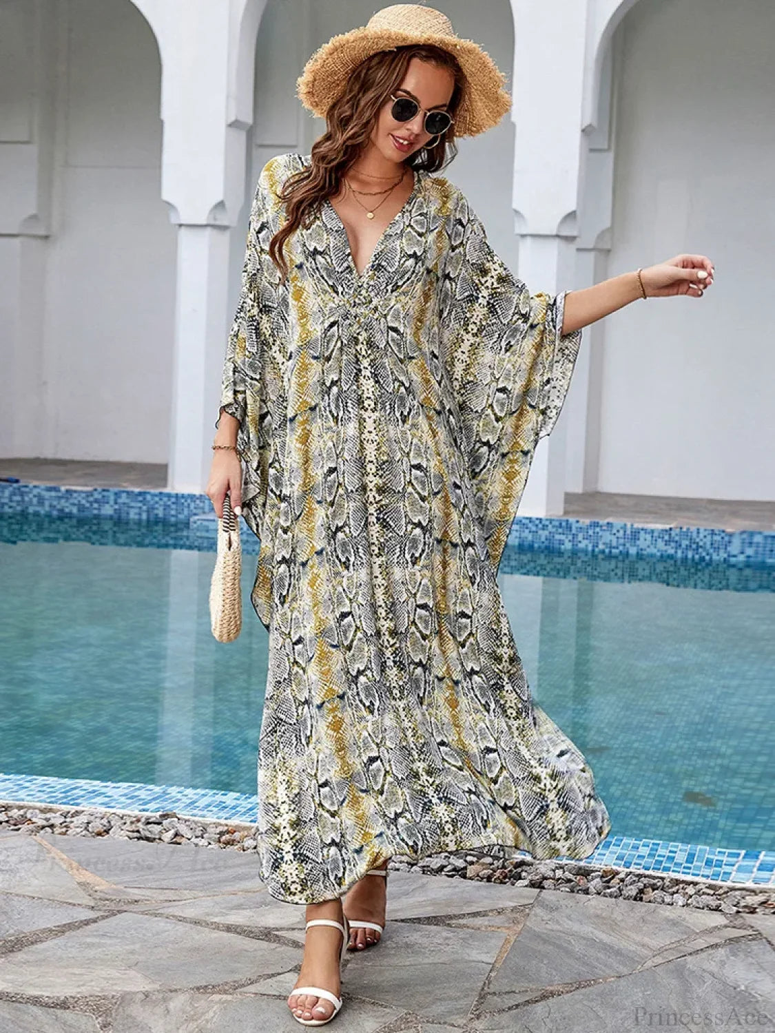 Striped Plus Size Long Dress Cover Up color7 / One Size