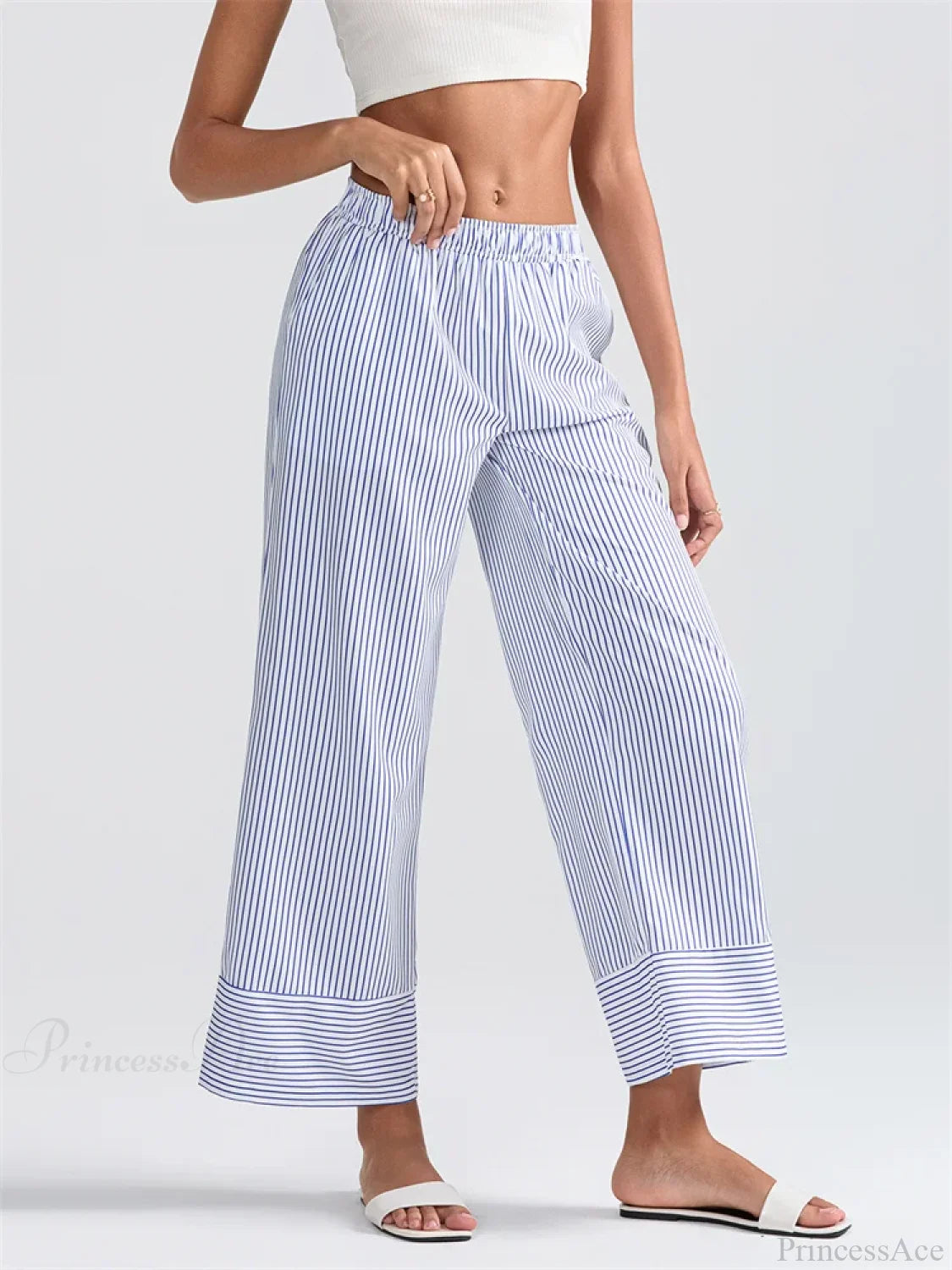 Striped Print High Waist Wide Leg Pocket Pant pant-250223