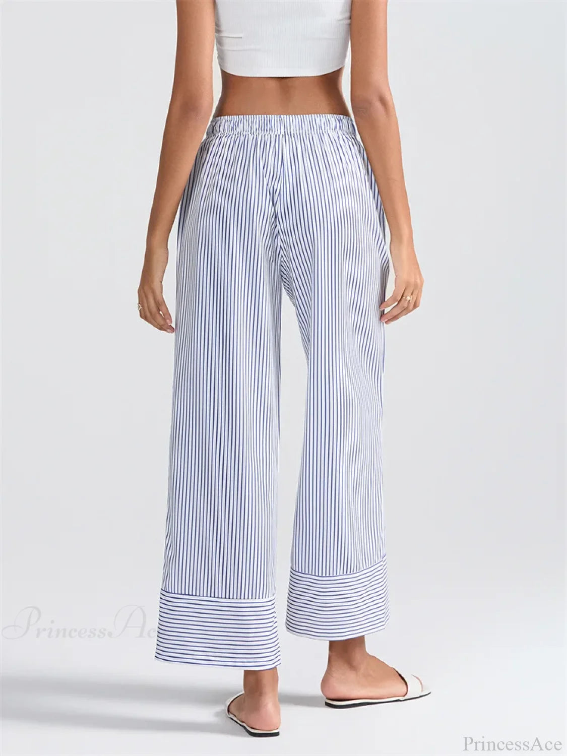 Striped Print High Waist Wide Leg Pocket Pant pant-250223