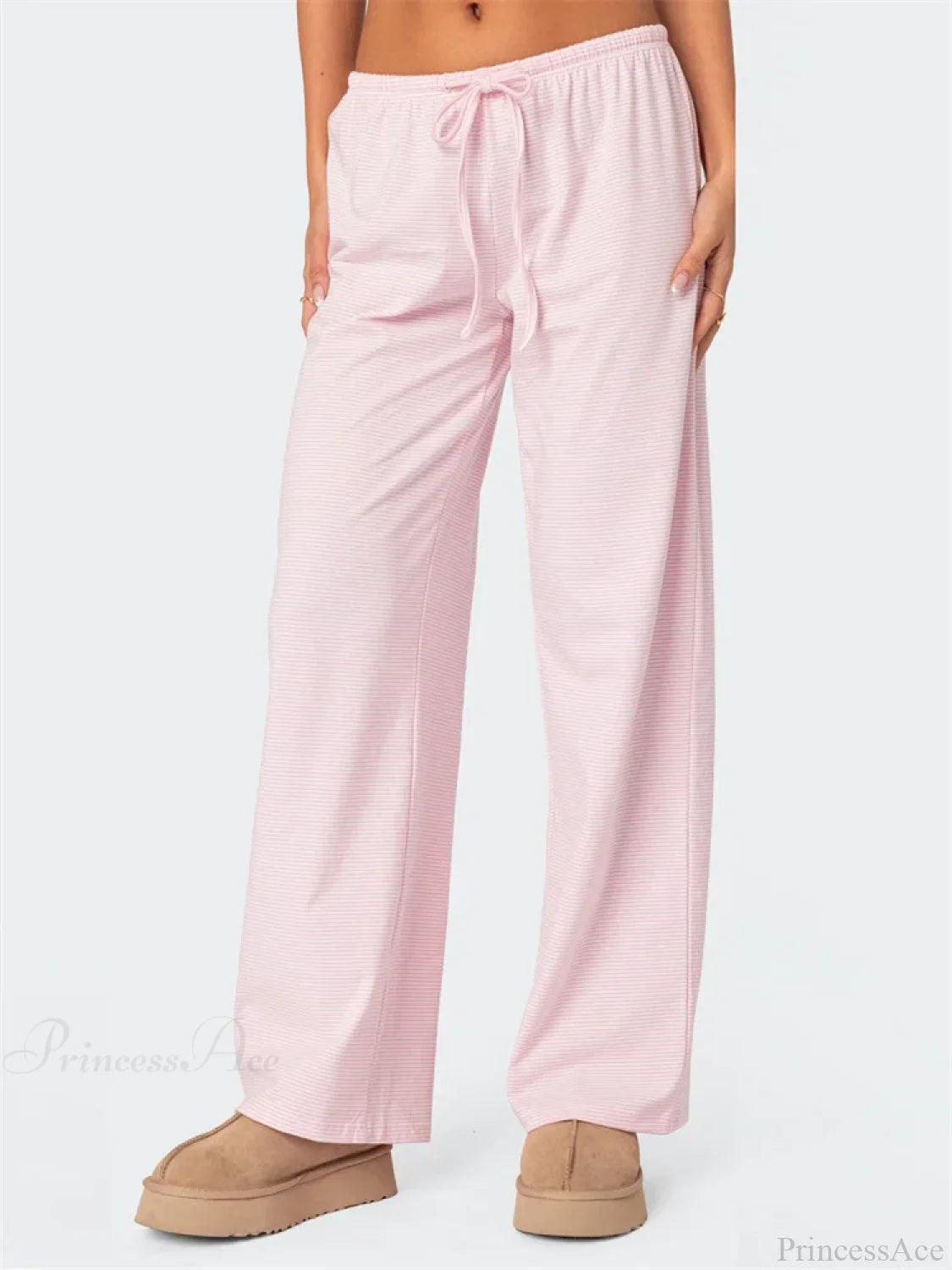 Striped Tie-Up Elastic Waist Loose Casual Pant PRUPLR / S pant-250223