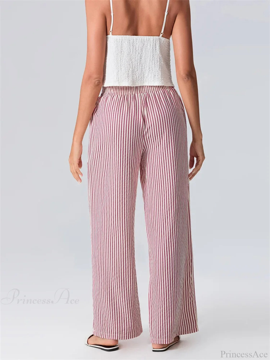 Striped Wide Leg Elastic Waist Loose Street Pant pant-250223