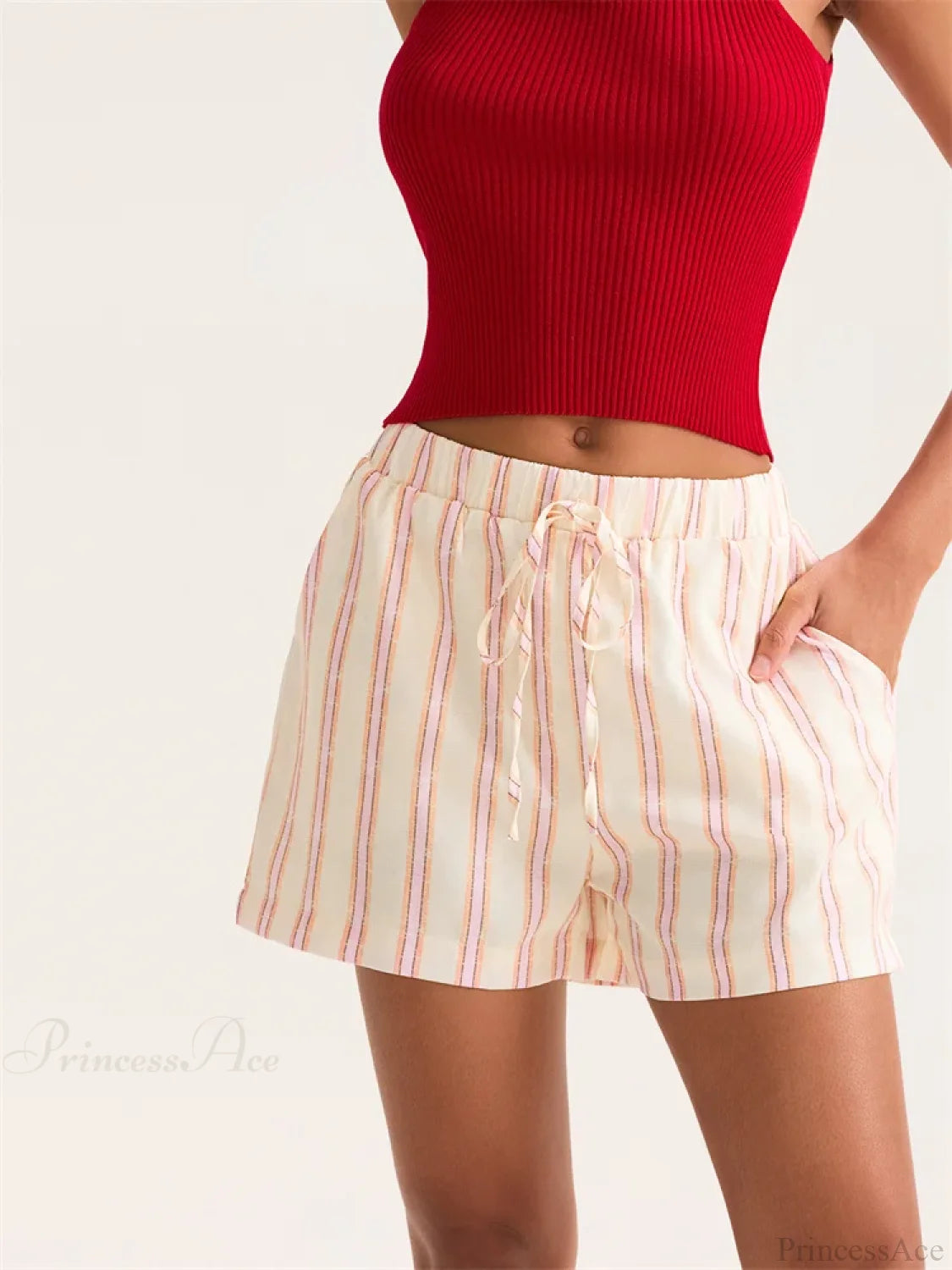 Striped Wide Leg Pocket Short short-250223
