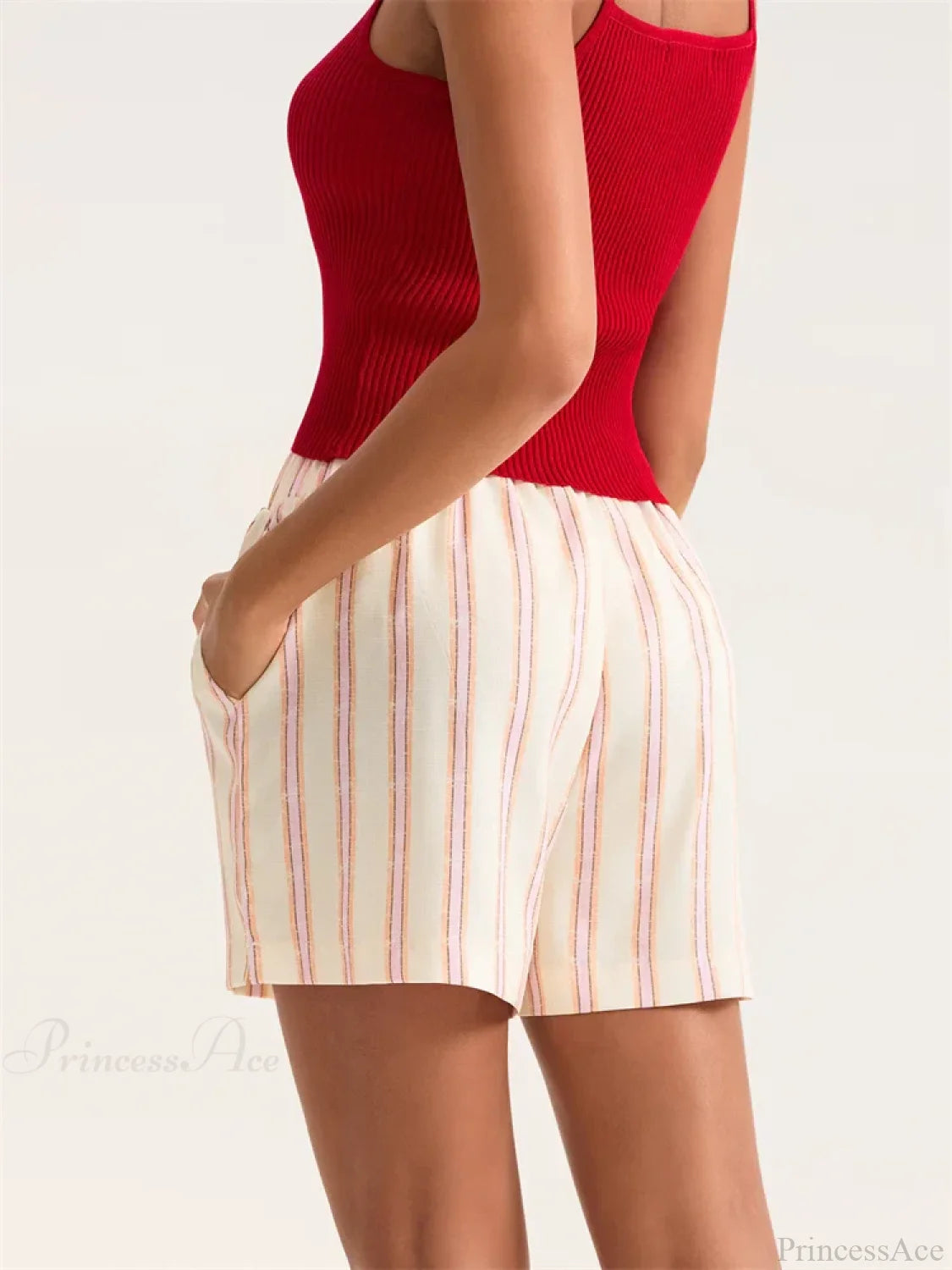 Striped Wide Leg Pocket Short short-250223
