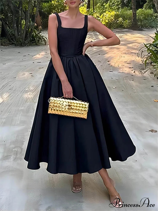 Stylish And Elegant Off-Shoulder Graceful Strapless Sleeveless Mixi Dress Black / S Dresses