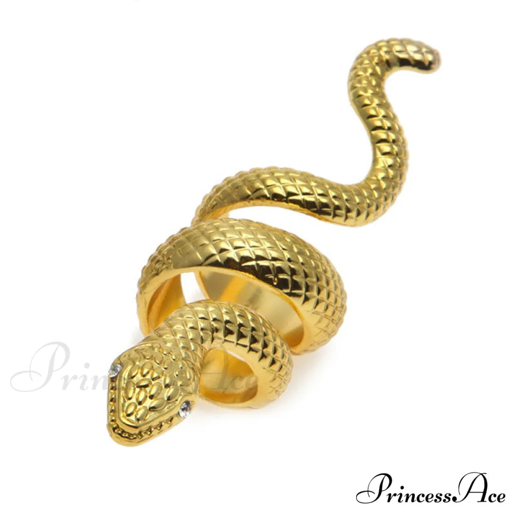 Stylish Exaggerated Metal Snake Ring Gold / One Size