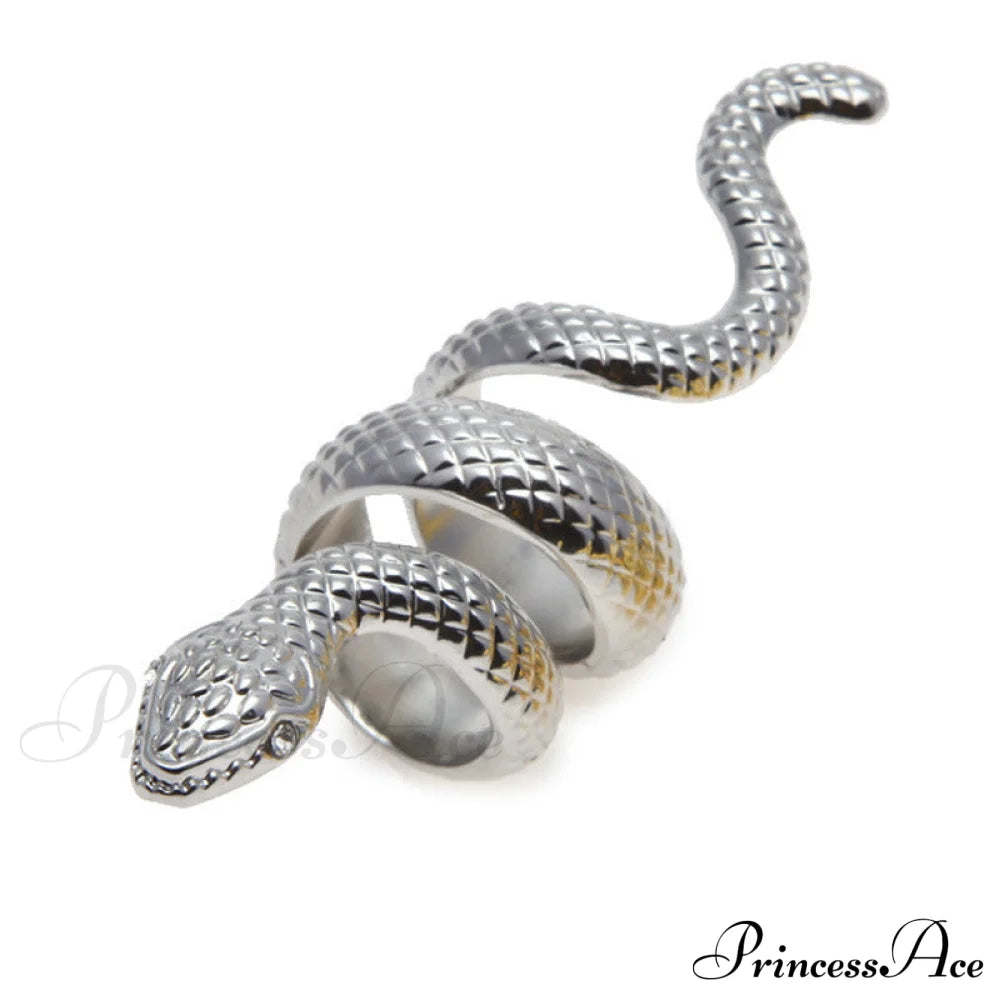 Stylish Exaggerated Metal Snake Ring Silver / One Size