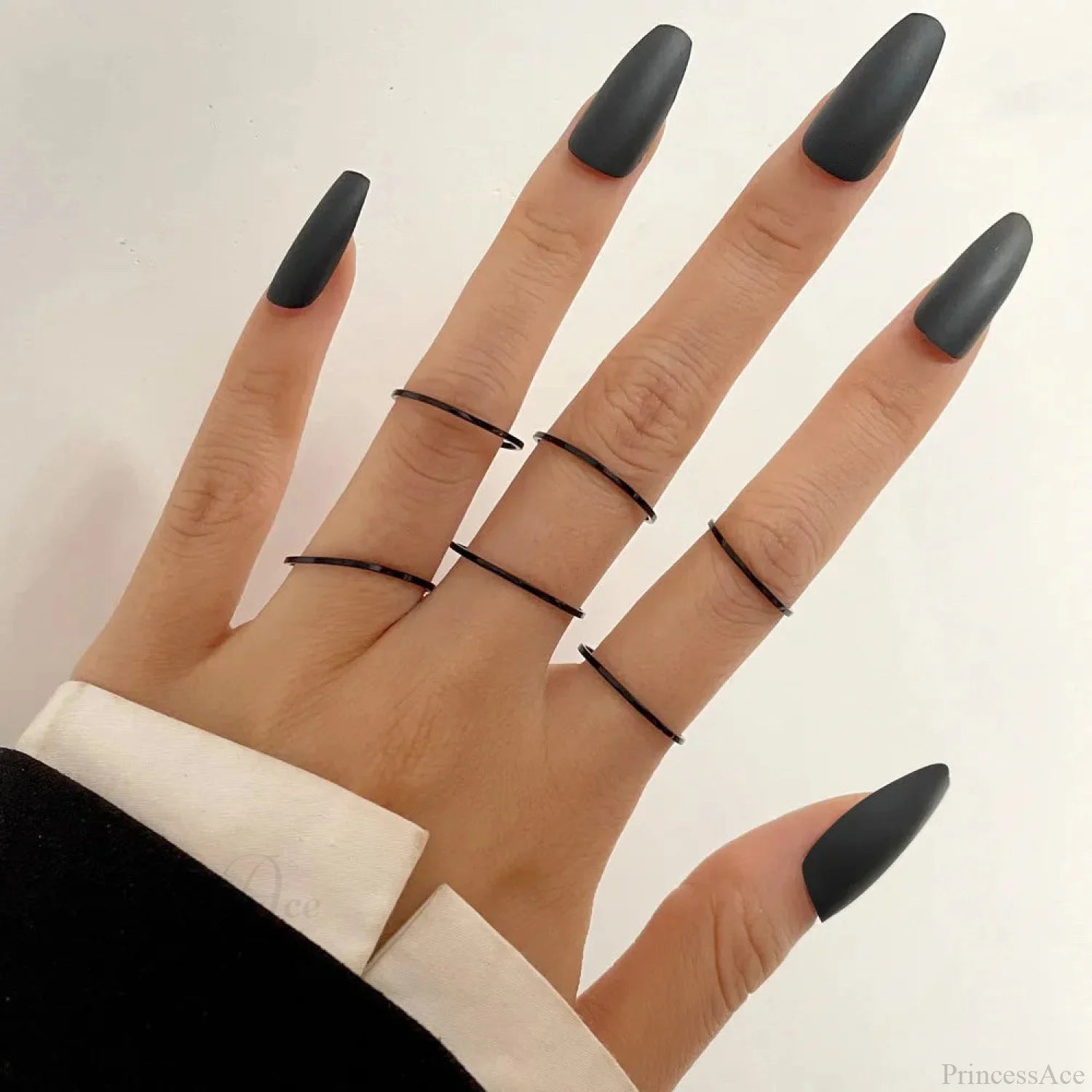 Stylish Ladies Gothic Punk Black Joint Rings Collection black4