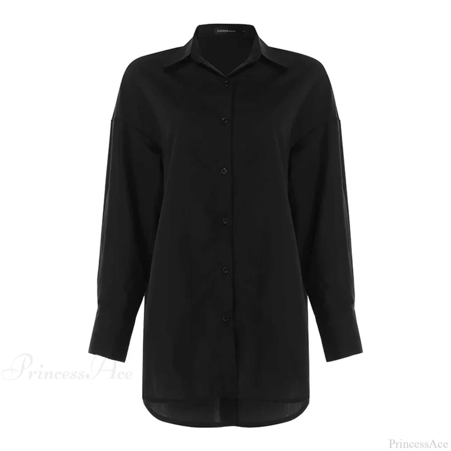 Stylish Lapel Solid Asymmetrical Blouse Black / S blouse-250126