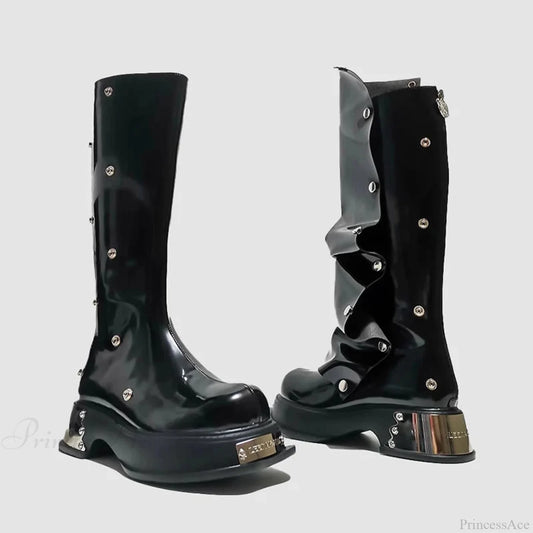 Stylistic Gothic Tall Elevated Rebel Boot