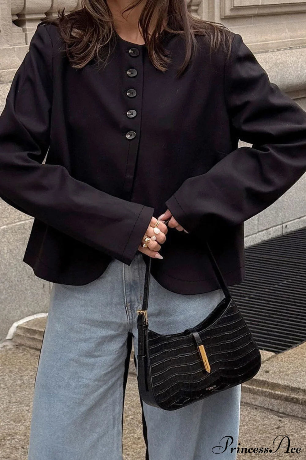 Suede Single Breasted Long Sleeve Coat