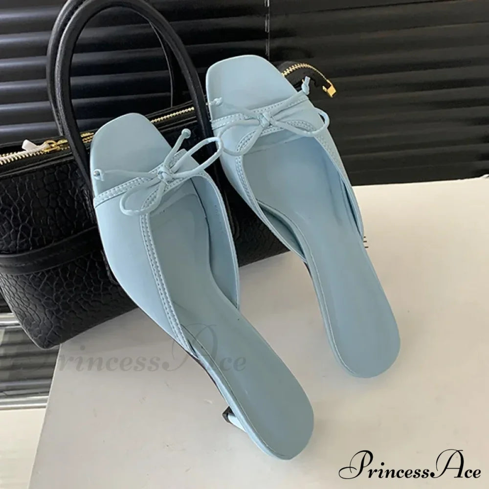 Summer Design Style Square Toe Fashion Butterfly-Knot Low Heel Pump