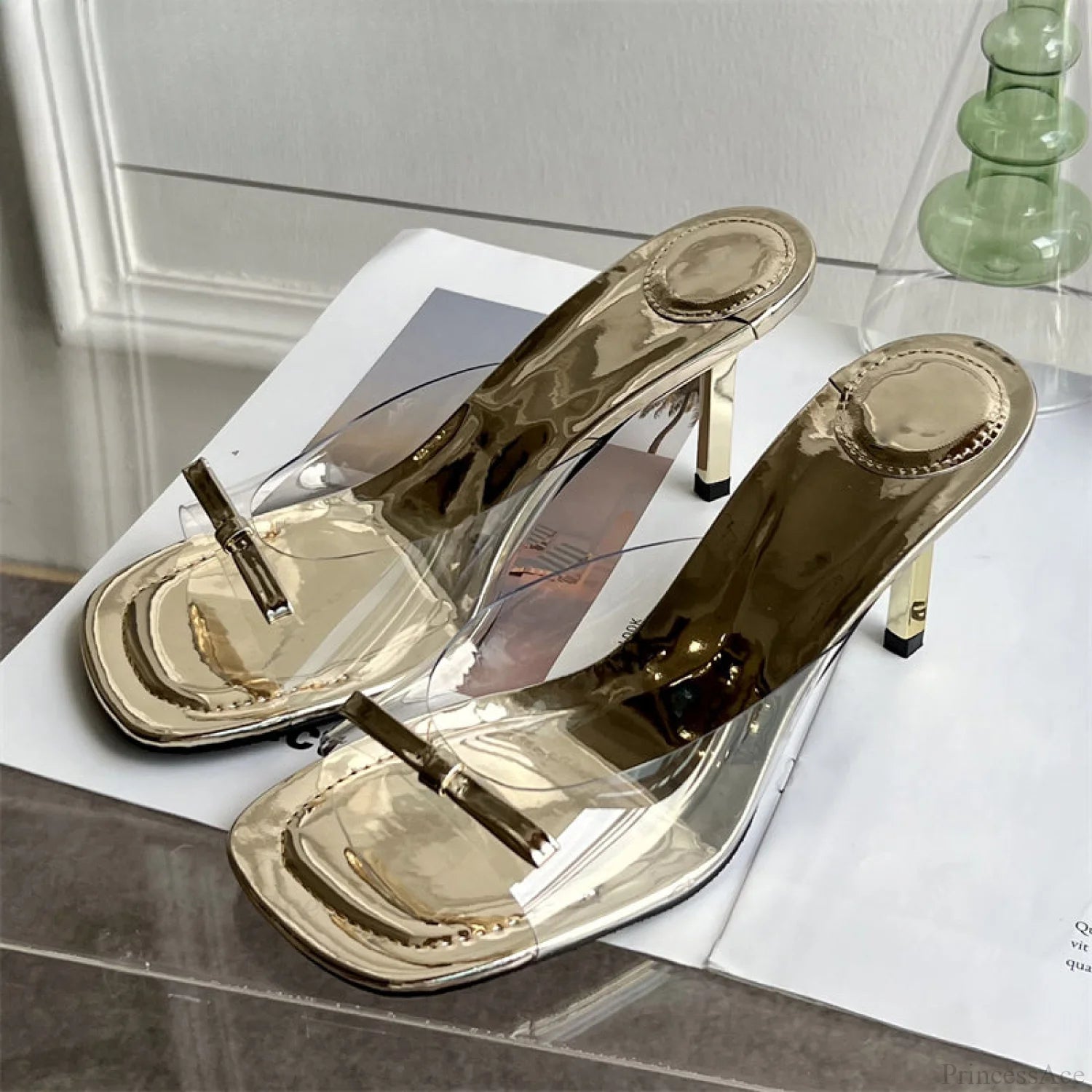 Summer Fashion Butterfly-knot Satin Slip On Thin High Heel Outdoor Dress Low Heel Pump Gold / 35