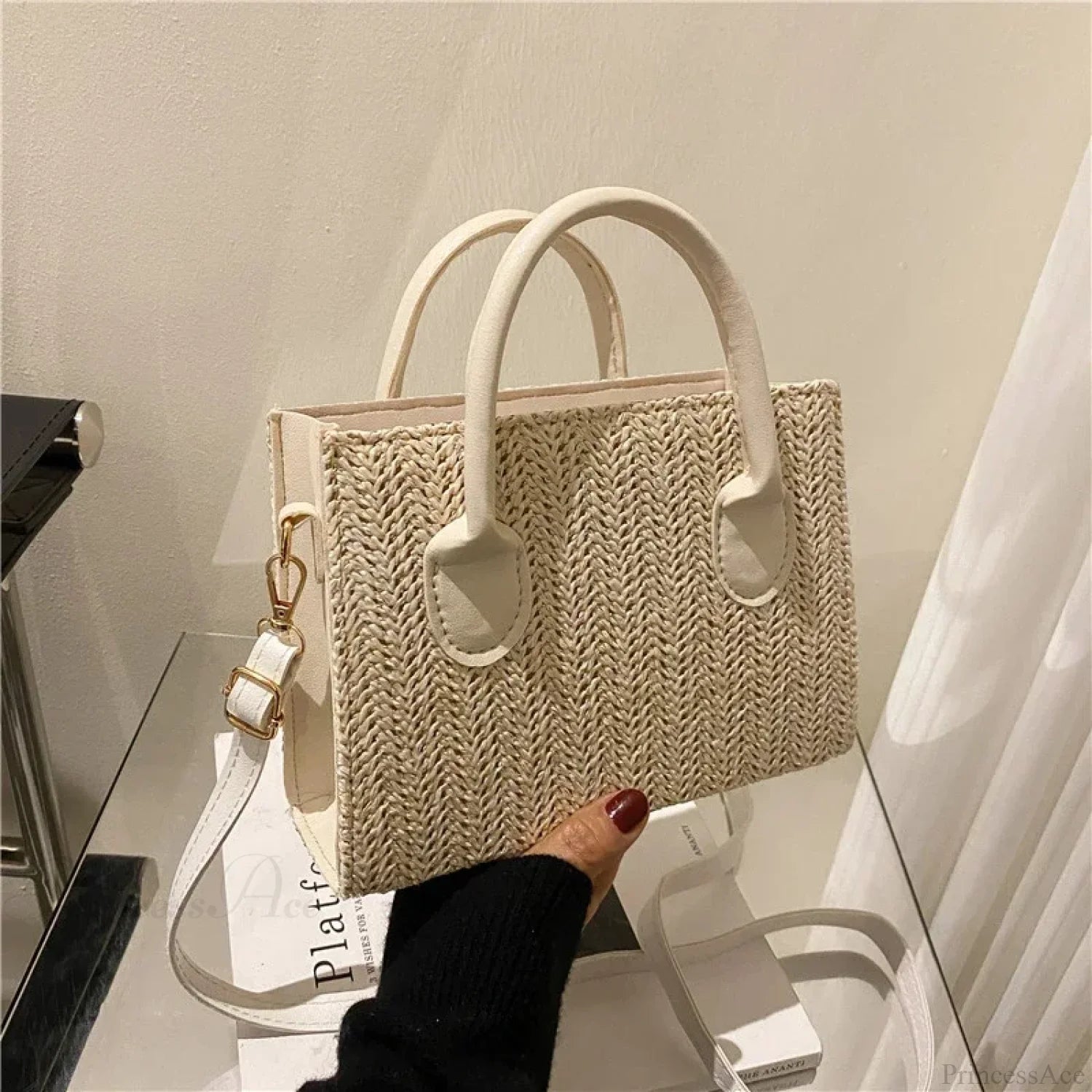 Summer Fresh Flower Woven Crossbody Handbag handbag-250126