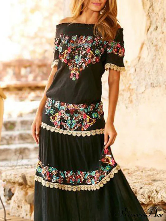 Summer New Elegant Wrapped Chest Long Bohemian Boho Dress