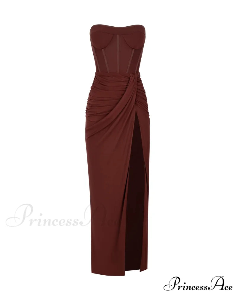 Summer New Womens Sexy Breast Wrapping Backless Dress Red Christmas Party Coffee / S Dresses-L