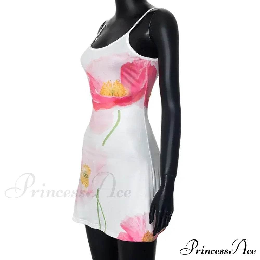 Summer Print Mini Y2K Streetwear Sleeveless Short Floral Dress