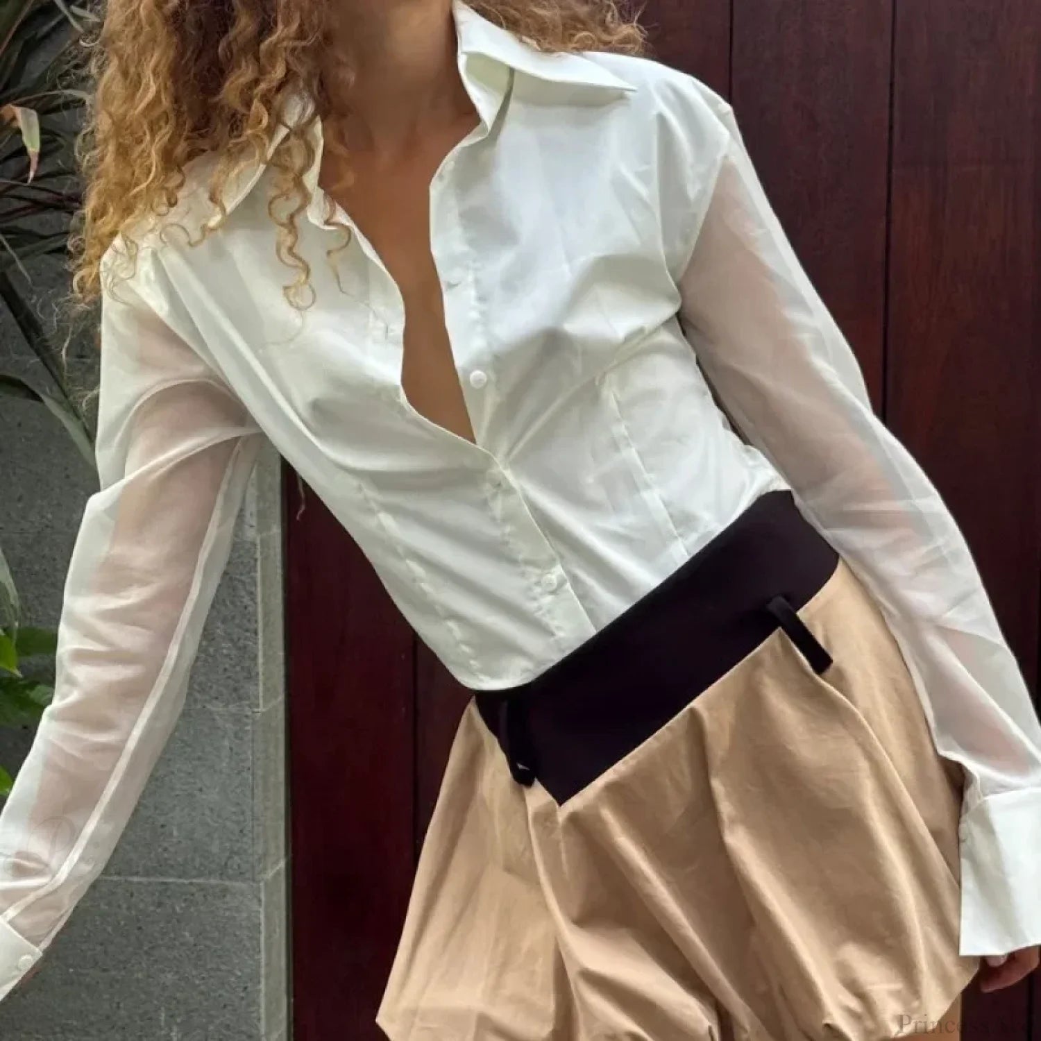 Summer See-Through Slim Blouse WHITE / S blouse-250223