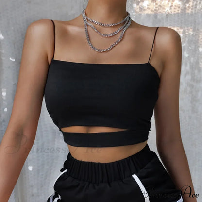 Summer Sexy Cut-Out Sleeveless Tank Blouse Crop Top