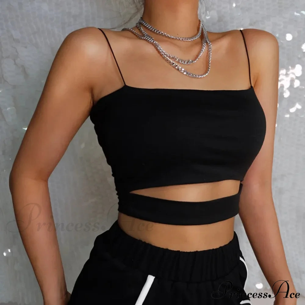 Summer Sexy Cut-Out Sleeveless Tank Blouse Crop Top