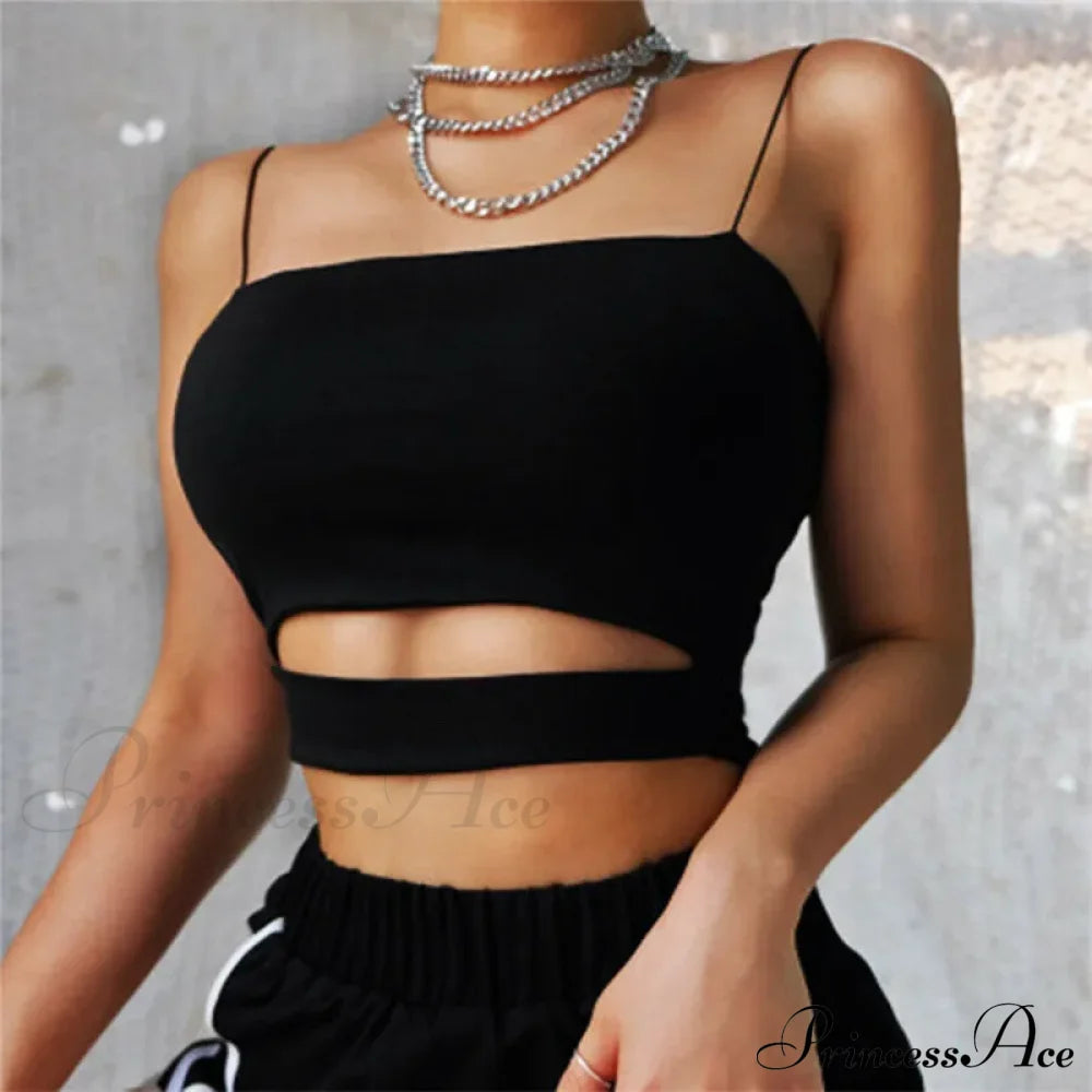 Summer Sexy Cut-Out Sleeveless Tank Blouse Crop Top