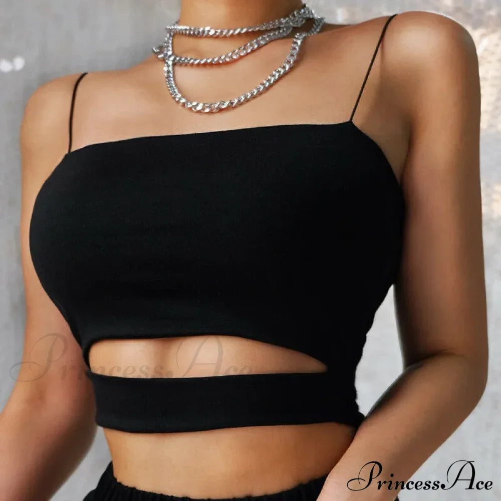 Summer Sexy Cut-Out Sleeveless Tank Blouse Crop Top