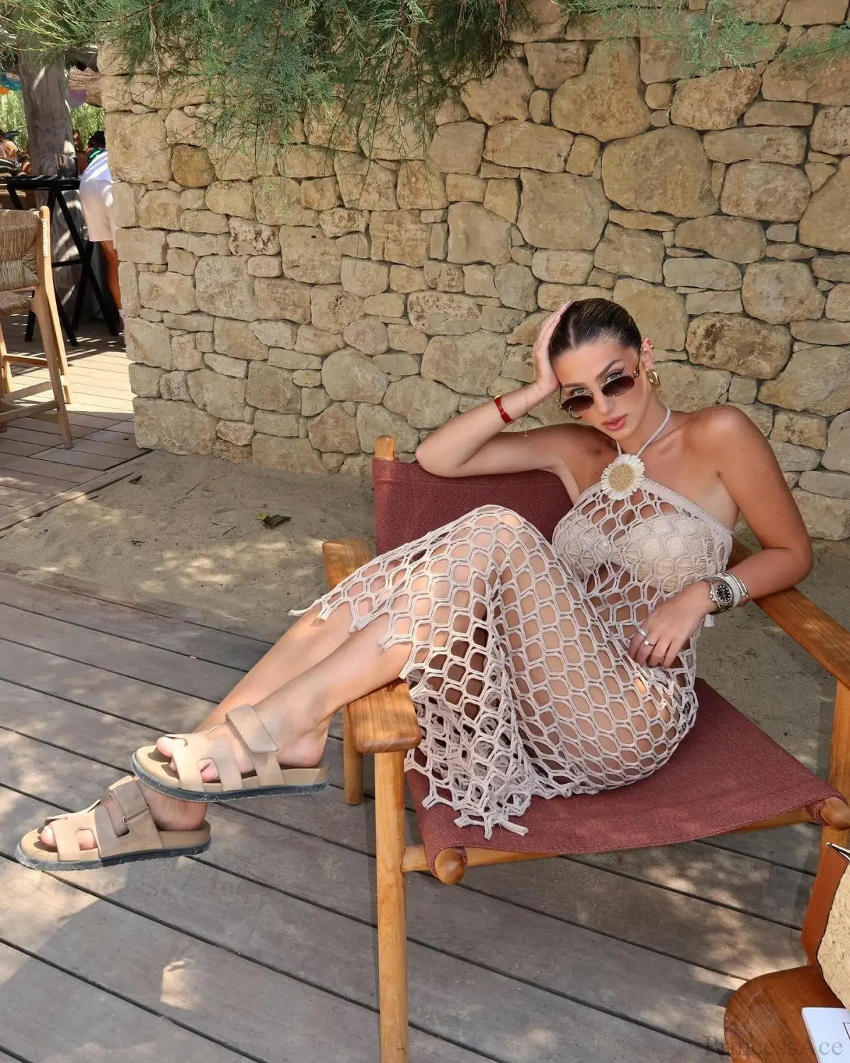 Sunflower Mesh Solid Three Piece Swimsuit