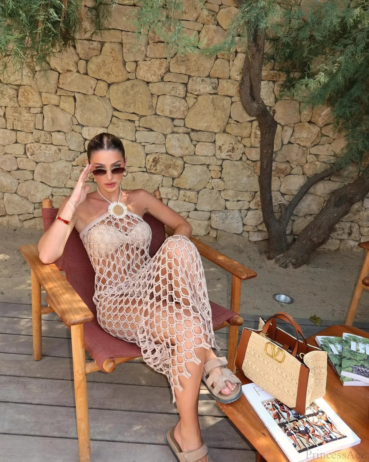 Sunflower Mesh Solid Three Piece Swimsuit