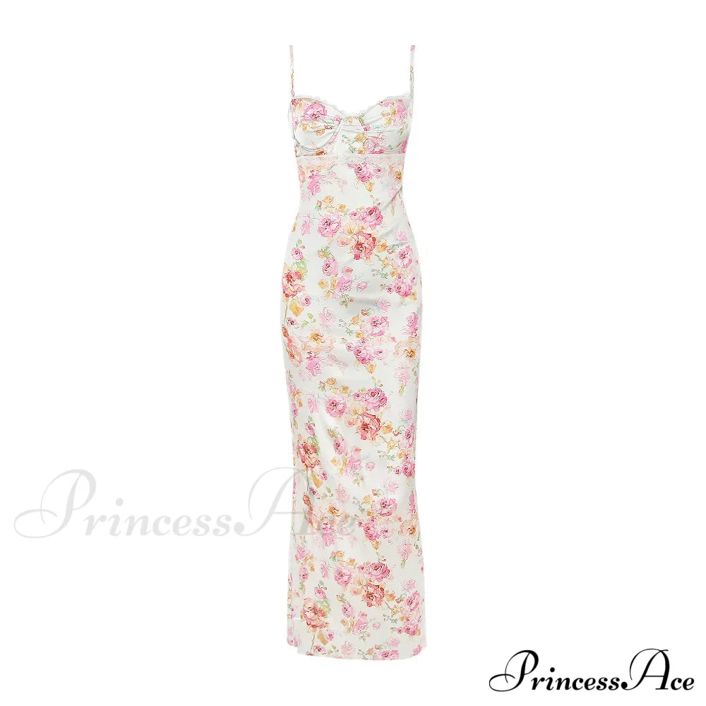 Suninheart Spaghetti Strap Print Party Wedding Guest Holiday 2024 Floral Dress