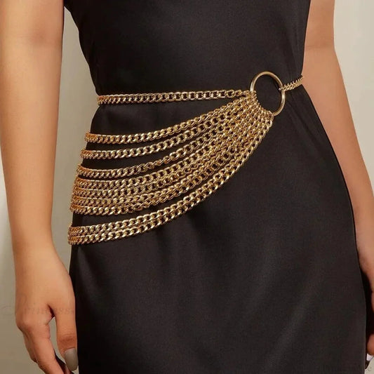 Superior Gothic Heavy Fringe Belt gold / 105x1cm