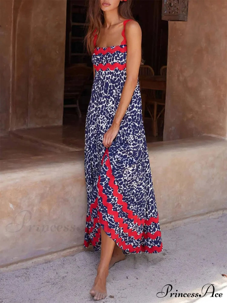 Suspender Print Stylish Maxi Dress Dresses