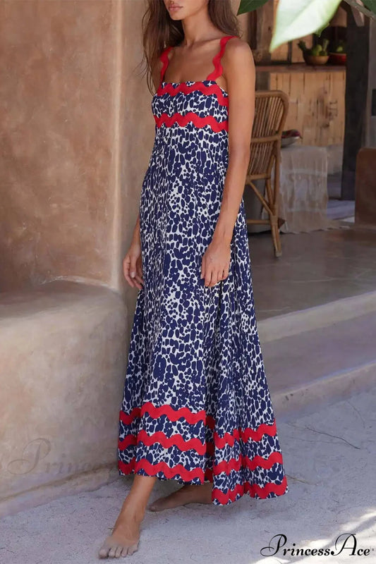 Suspender Print Stylish Maxi Dress Dresses