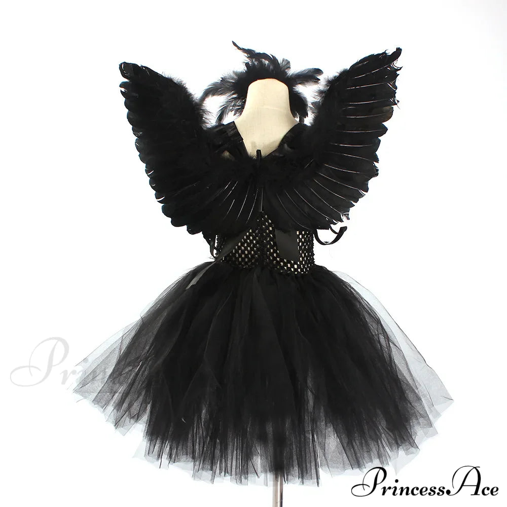 Swan Lake Ballerina Gothic Witch Dress Kid Costumes Halloween