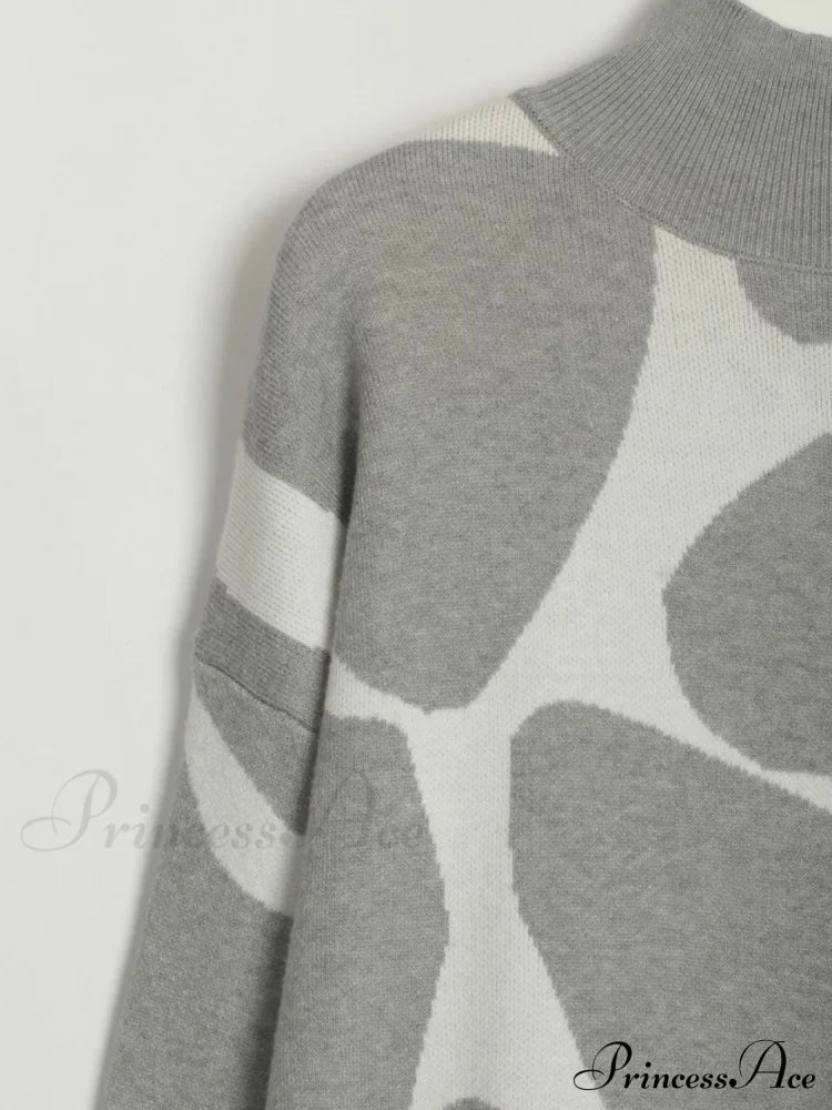 Sweater Gown With Mock Neck Contrast Sweaters-L