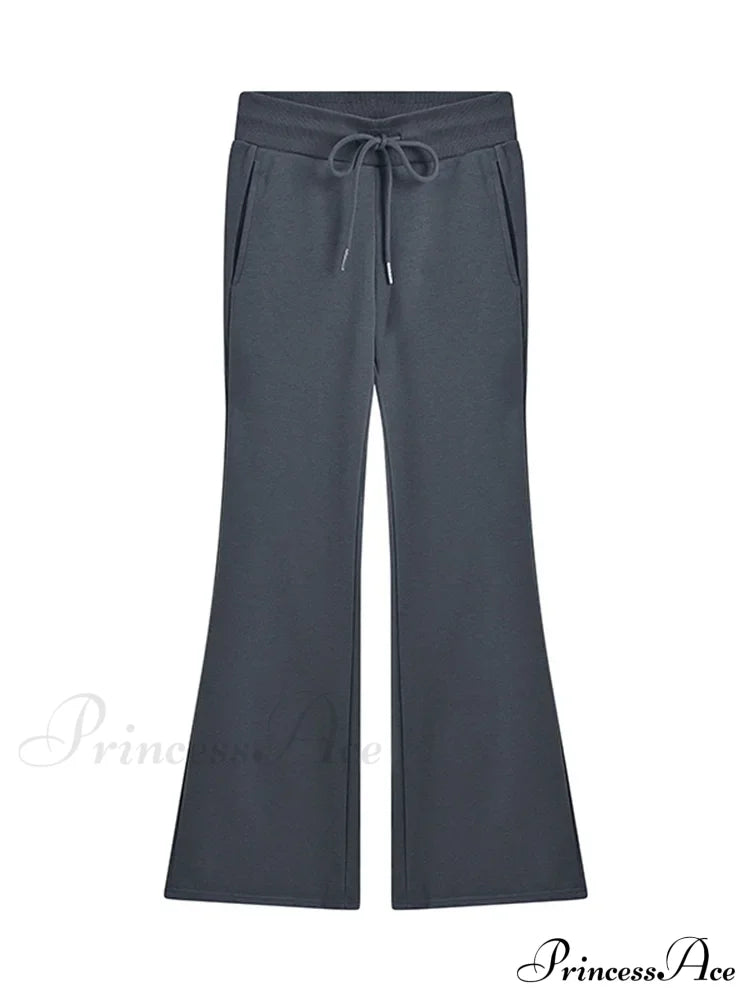 Sweatpants Low-Waisted Black Grey Drawstring Flare Streetwear Quality Pants