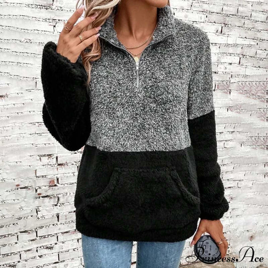 Colour Block Casual Sweatshirt Black best Best Sellings clothes Plus Size Sale tops Topseller