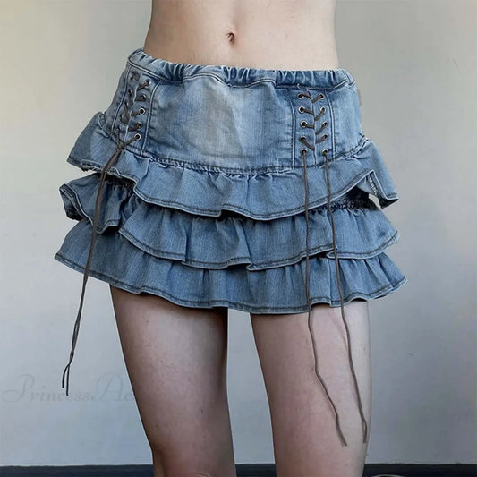 Sweet Kawaii A-Line Denim Skirt Blue / S skirts-250223