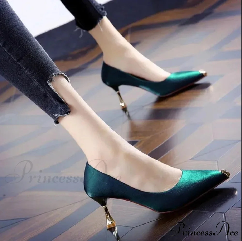 Sweet Lightweight Blue Stiletto Heels Sexy Party Lady Classic Black Pumps Office High Heel