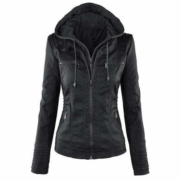 Casual Hooded Leather Jacket Black also bought Best Sellings cardigan cardigans clothes Plus Size tops Topseller