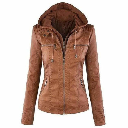 Casual Hooded Leather Jacket Brown also bought Best Sellings cardigan cardigans clothes Plus Size tops Topseller