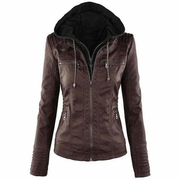 Casual Hooded Leather Jacket Coffee also bought Best Sellings cardigan cardigans clothes Plus Size tops Topseller