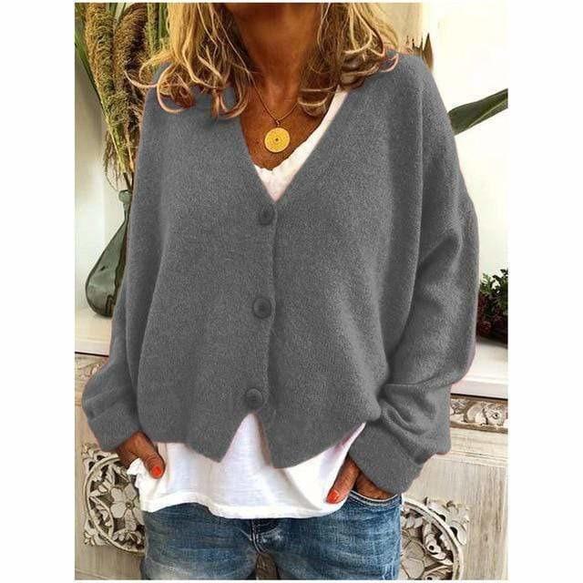 Fashion Casual V-Neck Coat Gray also bought Best Sellings cardigan cardigans clothes Plus Size Sale tops Topseller