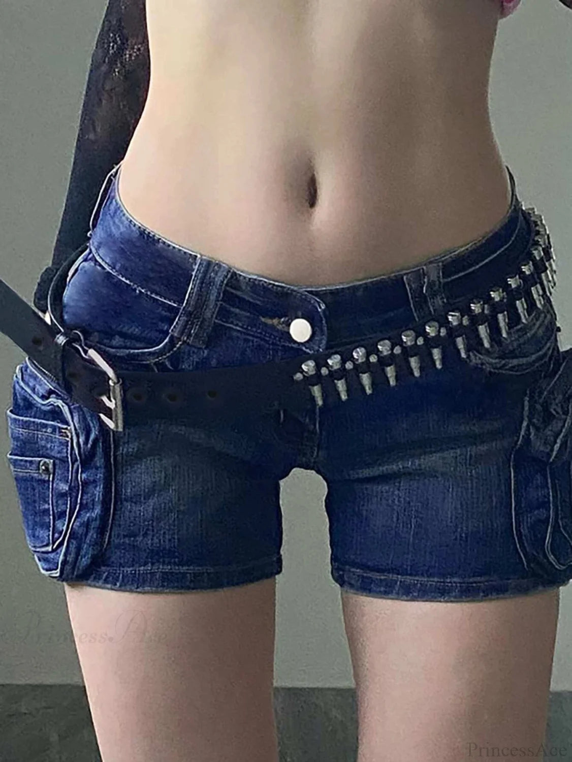 Synonyms Leather Gothic Bullet Decor Waistband Belt black / 98cm