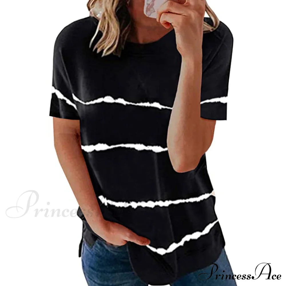 Women's Short Sleeve Crewneck T-Shirt Black __stock:200 clothes refund_fee:800 tops