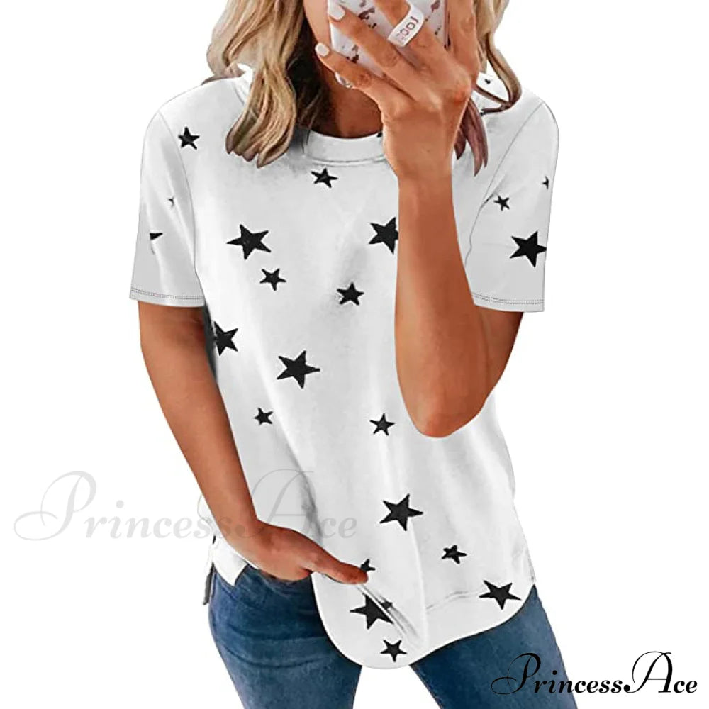 Women's Short Sleeve Crewneck T-Shirt White __stock:200 clothes refund_fee:800 tops