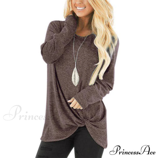 Women's Casual Long Sleeve Solid T-Shirts Coffee clothes refund_fee:800 tops